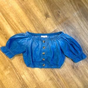 Girls Blue Jean Crop Top Size Medium